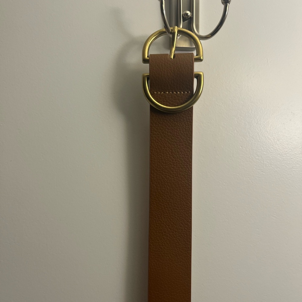 Evereve Marisa Brown Leather Belt with Gold Buckle S/M